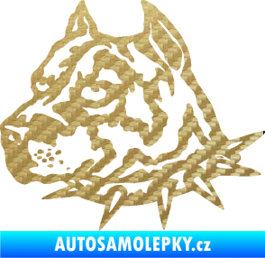 Samolepka Pitbull hlava 006 levá 3D karbon zlatý