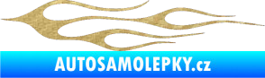 Samolepka Plameny 002 3D karbon zlatý