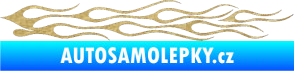 Samolepka Plameny 005 3D karbon zlatý