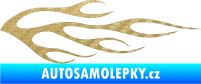 Samolepka Plameny 058 3D karbon zlatý