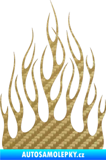Samolepka Plameny 079 3D karbon zlatý