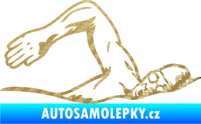 Samolepka Plavání pravá 002  3D karbon zlatý