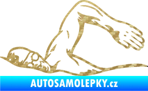Samolepka Plavání levá 002  3D karbon zlatý