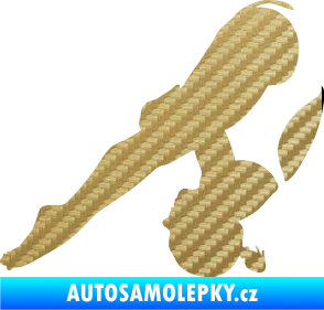 Samolepka Plavkyně 002 pravá skok do vody 3D karbon zlatý