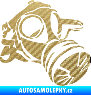 Samolepka Plynová maska pravá 3D karbon zlatý