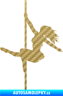 Samolepka Pole dance 001 levá tanec na tyči 3D karbon zlatý