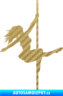 Samolepka Pole dance 001 pravá tanec na tyči 3D karbon zlatý