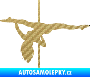 Samolepka Pole dance 002 levá tanec na tyči 3D karbon zlatý