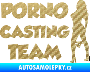 Samolepka Porno casting team  3D karbon zlatý
