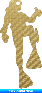 Samolepka Potápěč 001 pravá 3D karbon zlatý