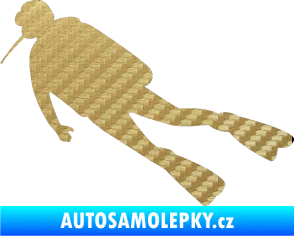 Samolepka Potápěč 006 levá 3D karbon zlatý