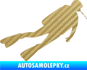 Samolepka Potápěč 006 pravá 3D karbon zlatý