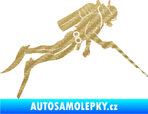 Samolepka Potápěč 010 pravá 3D karbon zlatý