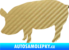 Samolepka Prase 001 levá 3D karbon zlatý