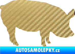 Samolepka Prase 001 pravá 3D karbon zlatý