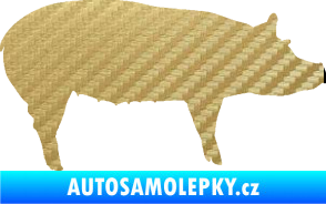 Samolepka Prase 002 pravá 3D karbon zlatý
