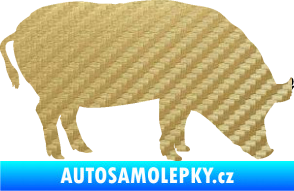 Samolepka Prase 004 pravá 3D karbon zlatý