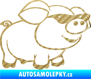 Samolepka Prase 006 pravá frajer v brýlích 3D karbon zlatý