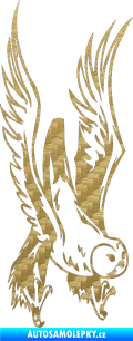 Samolepka Predators 019 pravá sova 3D karbon zlatý