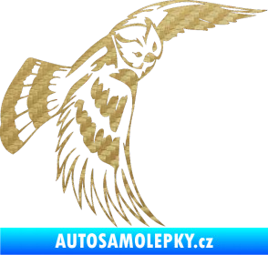 Samolepka Predators 081 pravá sova 3D karbon zlatý