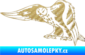 Samolepka Predators 094 levá sova 3D karbon zlatý
