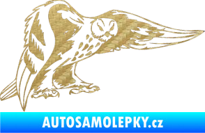 Samolepka Predators 094 pravá sova 3D karbon zlatý