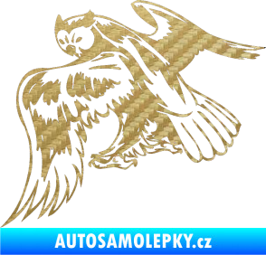 Samolepka Predators 100 levá sova 3D karbon zlatý