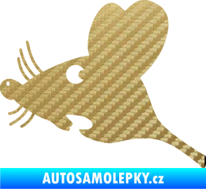 Samolepka Překvapená myš levá 3D karbon zlatý