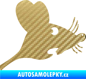 Samolepka Překvapená myš pravá 3D karbon zlatý