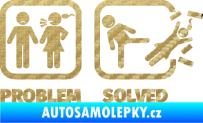 Samolepka Problem? Solved 001 3D karbon zlatý