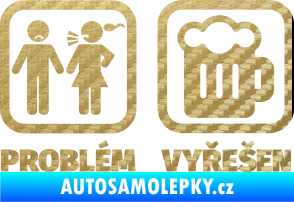 Samolepka Problém? Vyřešen 008 na pivo 3D karbon zlatý