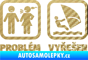 Samolepka Problém? Vyřešen 009 plachtění 3D karbon zlatý