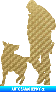 Samolepka Psovod 003 levá 3D karbon zlatý