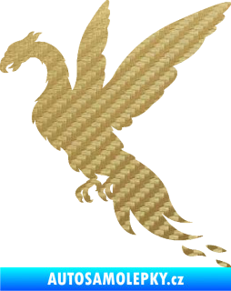Samolepka Pták Fénix 001 levá 3D karbon zlatý