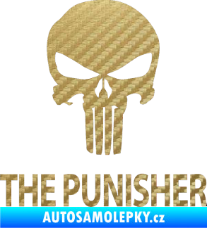 Samolepka Punisher 002 s nápisem 3D karbon zlatý