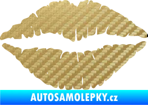Samolepka Pusa 001 otisk rtů 3D karbon zlatý