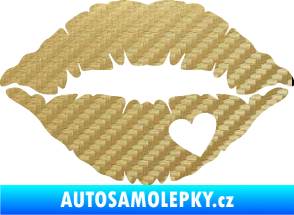 Samolepka Pusa 004 se srdíčkem pravá 3D karbon zlatý