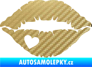 Samolepka Pusa 004 se srdíčkem levá 3D karbon zlatý