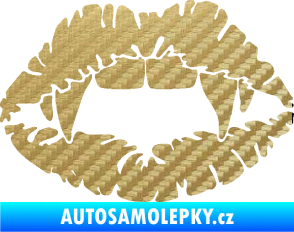 Samolepka Pusa 005 upíří polibek 3D karbon zlatý