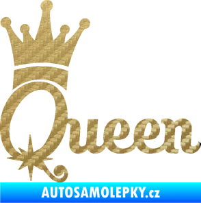 Samolepka Queen 002 s korunkou 3D karbon zlatý