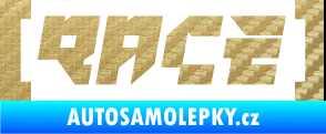 Samolepka Race nápis 3D karbon zlatý