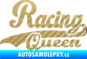 Samolepka Racing Queen nápis 3D karbon zlatý