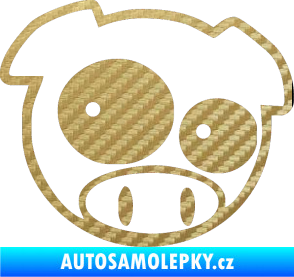 Samolepka Rally pig 001 pravá 3D karbon zlatý
