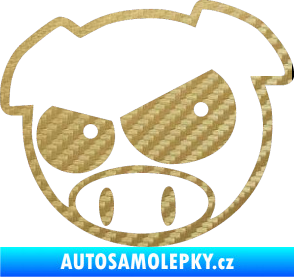 Samolepka Rally pig 002 levá 3D karbon zlatý