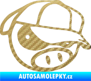 Samolepka Rally pig 003 pravá 3D karbon zlatý