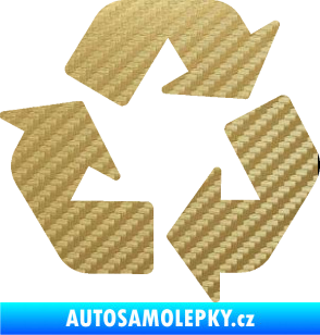 Samolepka Recyklace 001 symbol 3D karbon zlatý