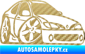 Samolepka Renault Megane karikatura pravá 3D karbon zlatý