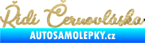 Samolepka Řídí černovláska nápis 3D karbon zlatý