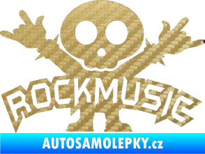 Samolepka Rock music fanda 3D karbon zlatý