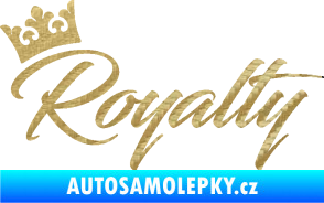 Samolepka Royalty s korunkou nápis 3D karbon zlatý